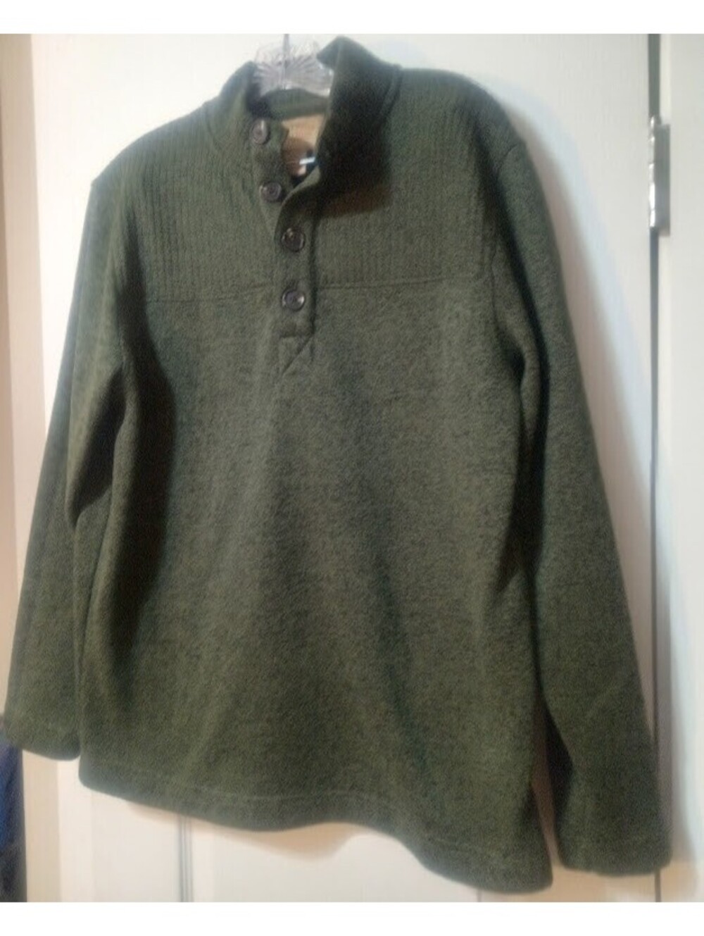 Burnt Olive Button Mock-Neck Pullover — Telluride Clothing Co., Size Large